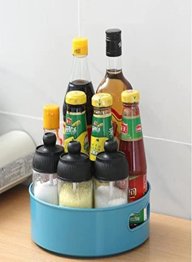 NEWON 360° Rotating Kitchen Organizer Tray Lazy Susan Rack Multi-Purpose Kitchen Storage Revolving Tray Cosmetic Organizer Rotating Tray Lazy Susan for Kitchen Cabinet Spice Rack (Blue) - Image 3